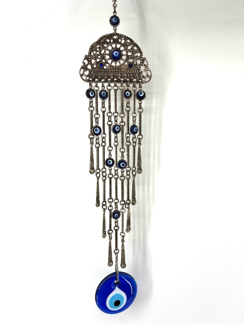 Hanging Evil Eye Wall Charm in Blue and Silver